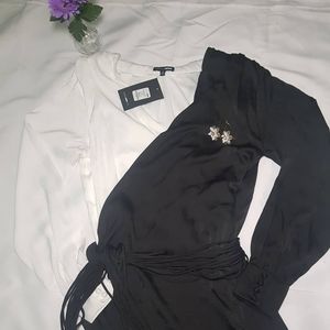 Monochrome belted wrap dress Small